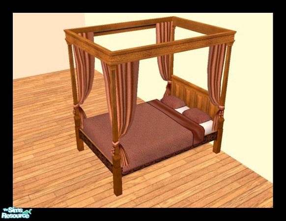 Sims 2 — MDP Chocolate Medieval Bed in Walnut by MelandStv — There are 10 colourful bed curtains for the Walnut Medieval