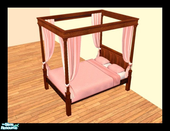 Sims 2 — MDP Rose Medieval Bed in Cherry by MelandStv — There are 10 colourful bed curtains for the Cherry Medieval Bed