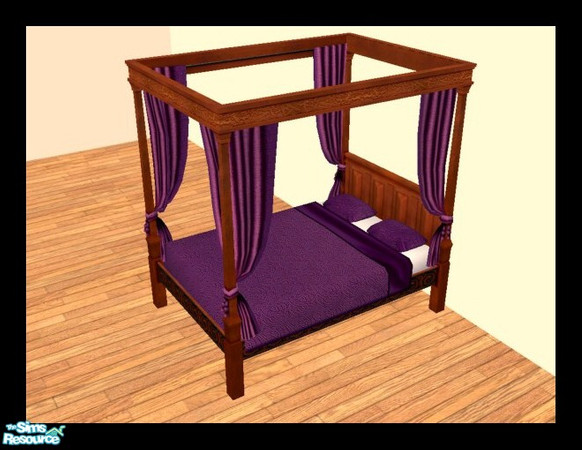 Sims 2 — MDP Plum Medieval Bed in Cherry by MelandStv — There are 10 colourful bed curtains for the Cherry Medieval Bed