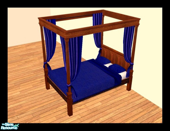 Sims 2 — MDP Navy Medieval Bed in Cherry by MelandStv — There are 10 colourful bed curtains for the Cherry Medieval Bed