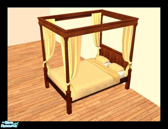 Sims 2 — MDP Golden Medieval Bed in Cherry by MelandStv — There are 10 colourful bed curtains for the Cherry Medieval Bed