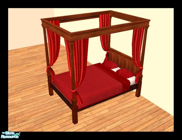 Sims 2 — MDP Crimson Medieval Bed in Cherry by MelandStv — There are 10 colourful bed curtains for the Cherry Medieval