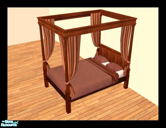 Sims 2 — MDP Chocolate Medieval Bed in Cherry by MelandStv — There are 10 colourful bed curtains for the Cherry Medieval