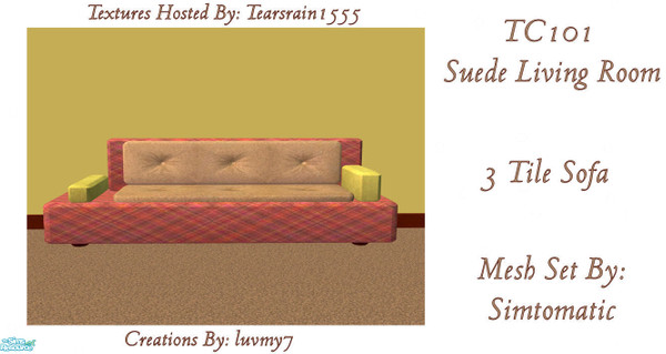 Sims 2 — TC101 Suede Living Room -  3 Tile Sofa by luvmy7 — I recolored this Living Room using Simtomatic\'s Awesome