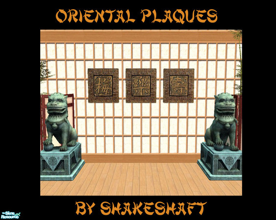 Sims 2 — Oriental Plaques by Shakeshaft — A set of three Oriental Plaques, each having it's own translation,