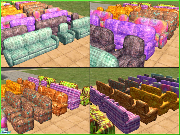 Sims 2 — Assorted Couch/Chair/Loveseats by Agent420 — These 9 couches also work with the same style of living chair, and