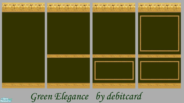Sims 2 — Green Elegance by debitcard — Elegent green wall with thick gold detailing