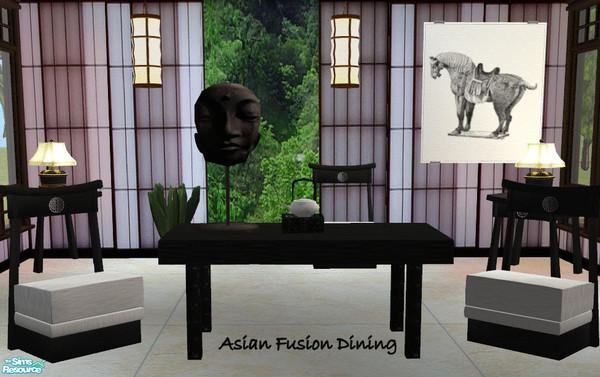 Sims 2 — Asian Fusion Dining - Monochrome by thkehne — New colors for my Asian Fusion chair, table and lantern. I've also