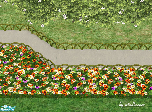Sims 2 — Flowerbed green bamboo looping fence by Windkeeper — Flowerbed green bamboo looping fence. <strong>At least one
