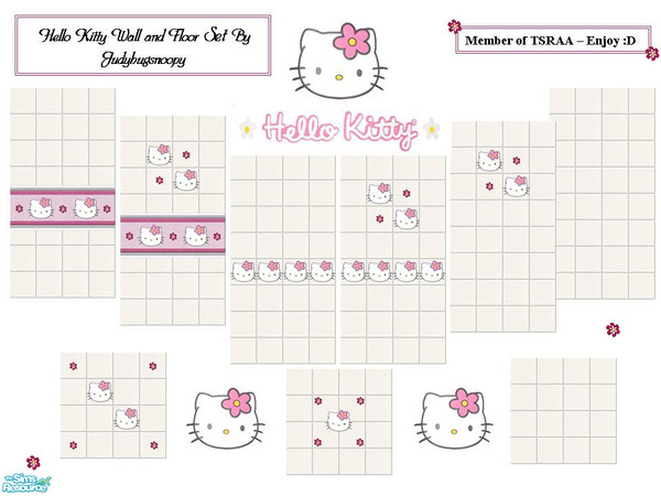 Sims 2 — Judy_HelloKitty_Wall-n-Floor by judyhugsnoopy — Hello Kitty Wall and Floor tile for your bathroom. Enjoy :D