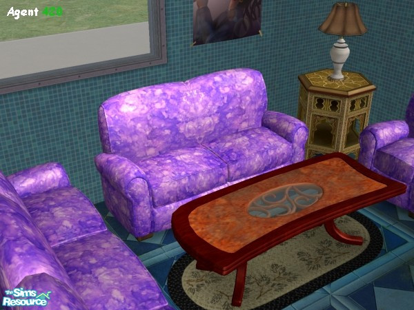 Sims 2 — Weird Fluffy Purple Couch by Agent420 — This design works for the Living Chair (Armchair by Club Design), works