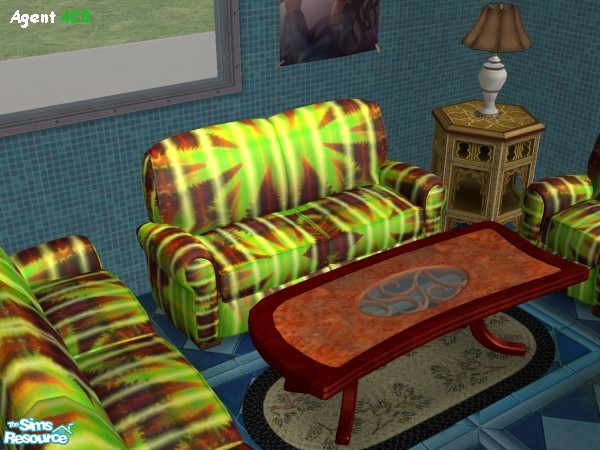Sims 2 — Weird Green Leaf Striped Style Sofa by Agent420 — This design works for the Living Chair (Armchair by Club