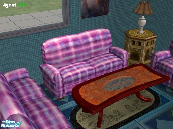 Sims 2 — Pink Striped Sofa by Agent420 — This design works for the Living Chair (Armchair by Club Design), works for