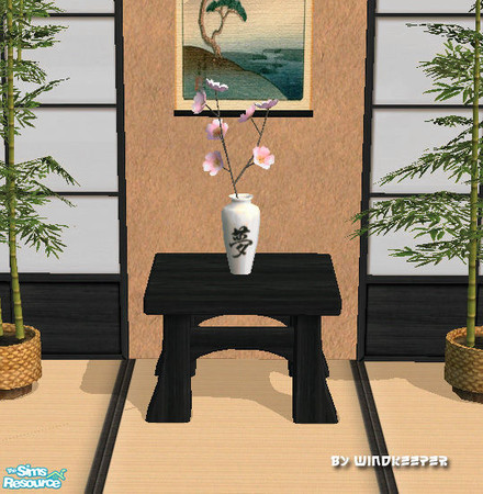 Sims 2 — Chodo coffee table - black wood by Windkeeper — *Nov 27/06 updated to remove shine* Black wood recolor for Chodo