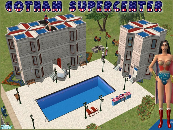 Sims 2 — The Gotham SuperCenter!! by daedreem — At the SuperCenter, Your Sim Heros can find all the goods they need to