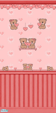 Sims 2 — TL - Valentine Bears Wall Half 7 by TabbyLou — Love & Bears inspired this Valentine's Bears set for You and