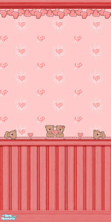 Sims 2 — TL - Valentine Bears Wall Half & Edge by TabbyLou — Love & Bears inspired this Valentine's Bears set for