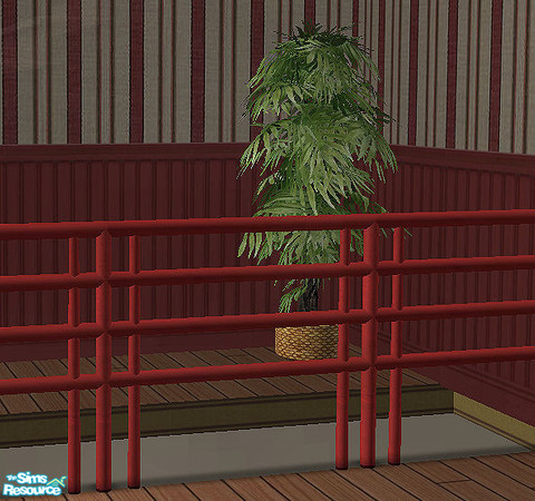 Sims 2 — Country 2 Fence - red by chrissy6930 — Country 2 Fence in red matches the rails of the Country 2 Stairs.