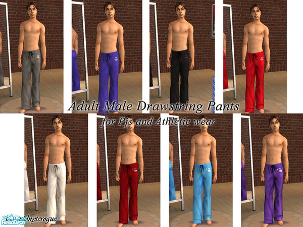Sims 2 — Adult Male Drawstring Pants by midnyterogue — New colors of drawstring pants for the adult guys. Based on the
