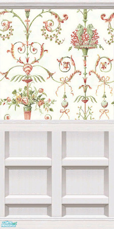 Sims 2 — White panel by viwsim — A white paneling with flowered wallpaper. Seamless.