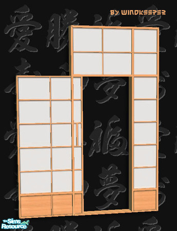 Sims 2 — Shoji sliding door diagonal by Windkeeper — Diagonal version of "Shoji sliding door" from this set.