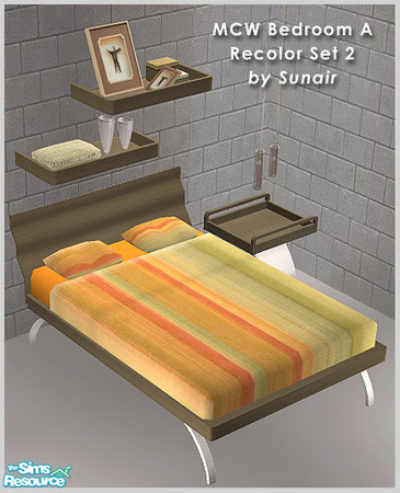 Sims 2 — MCW Bedroom A - Recolor set 2 by Sunair — MCW Bedroom A - Recolor set 2 (darkwood)