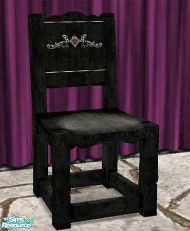 Sims 2 — Gothic Dreams Dining Chair by dancingaphrodite — Blackest lacquer, silver inlay with blood red, sparkling ruby,