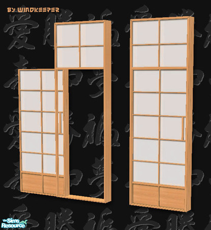 Sims 2 — Shoji sliding door by Windkeeper — One-tile shoji sliding door. When the door slides, it will hide inside the