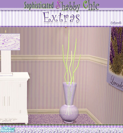 Sims 2 — Sophisticated Shabby Chic Vase by Cashcraft — Handblown lavender, glass vase for display on the floor or
