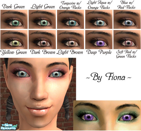 Sims 2 — Soft Glow Eyes by Fionaazreal — Soft Glow Eyes in 10 colors by Fiona -In pics- Skin by: SimCribbling - Hair by: