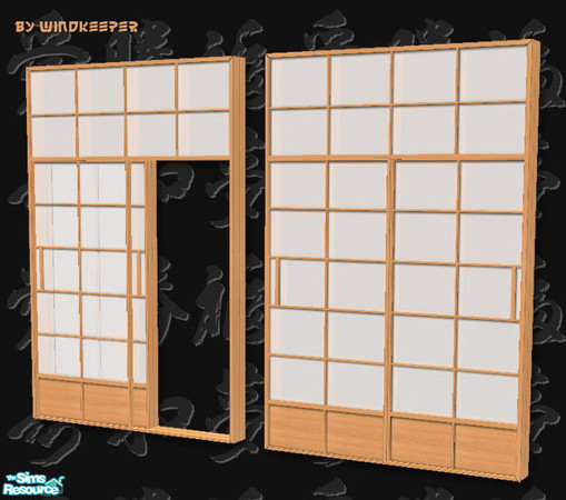 Sims 2 — Shoji 2-tile sliding door by Windkeeper — Shoji 2-tile sliding door. Takes all its colors from "Shoji