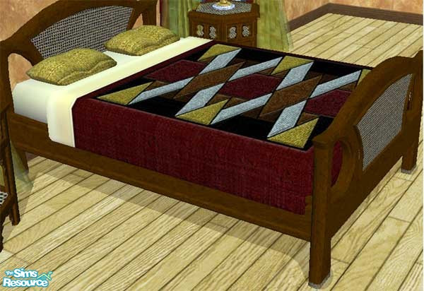 Sims 2 — When Jazz Was Young Bedding by dancingaphrodite — Heavy velvet bedding for those cold winter nights. In warm