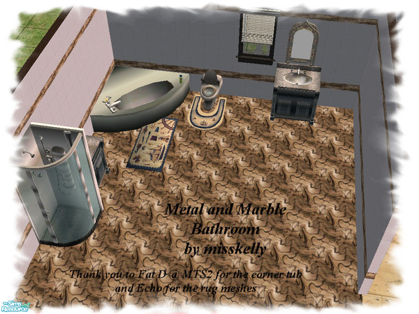 Sims 2 — Marble and Metal Bathroom by lindakelly — This bathroom consist of a corner tub by FatD
