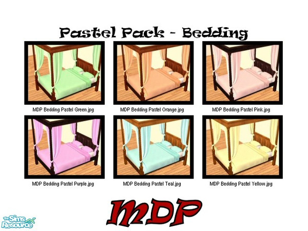 Sims 2 — MDP Pastel Pack Bedding by MelandStv — There are 6 colourful bed covers in this set. They are part of my Pastel