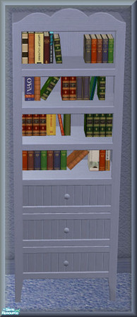 Sims 2 — NK Hansen Fancy Flights - Bookcase by MoMama — Teens can catch up on their studies in this bookcase of blue.