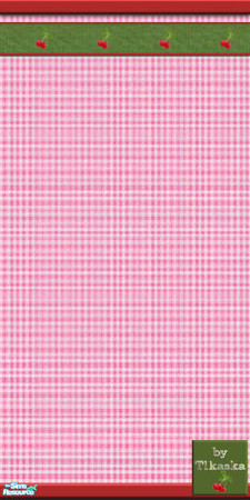 Sims 2 — TC56 Froggie's Nursery - Wall by tlkaska — This pretty green and pink gingham nursery with little cherries was