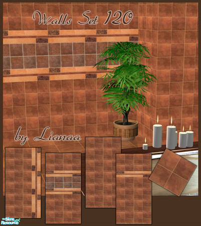 Sims 2 — Set 120 Riverstone Walls by Lianaa — Set 120 Riverstone Walls