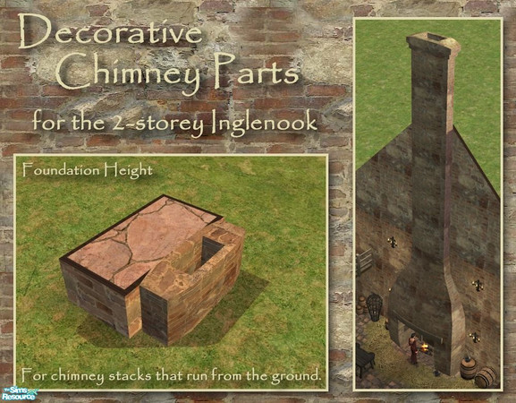 Sims 2 — Chimney Foundation piece by Cyclonesue — If you wish to use the decorative chimney without any fireplace, then
