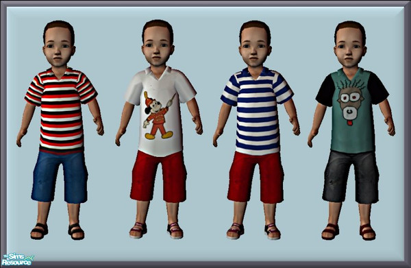 Sims 2 — BabyTees by elainearora — A set of four new tees and shorts for your toddlers, just right for the warmer