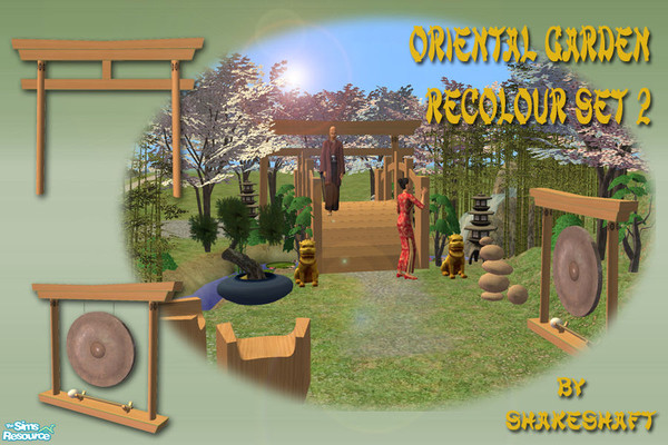 Sims 2 — Oriental Garden - Recolour Set 2 by Shakeshaft — A recolour of my Oriental Garden Set, with lightwood