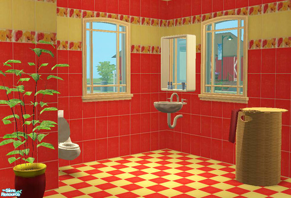Sims 2 — Poppy by Mekhi — Something for brave Sims ;) Tiled wall and floor in red and yellow. Enjoy!