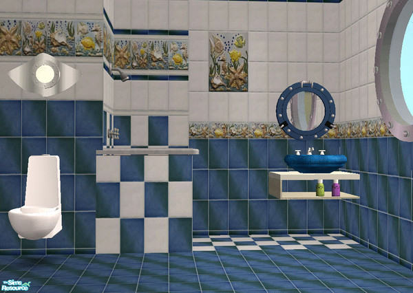 Sims 2 — Mar by Mekhi — Tiled set with sea life motive. Consists of four walls and two floors, enjoy!