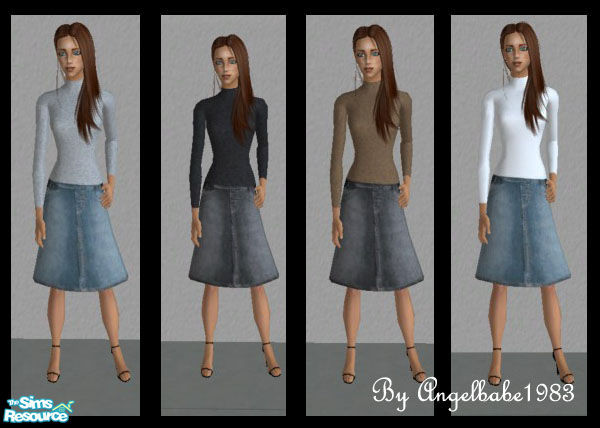 Sims 2 — Jacey Set by Angelbabe1983 — Here are 4 outfits for your Female Adult Sims. They are denim skirts with a high