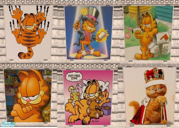 Sims 2 — Garfield Set 1 by MinnieMinPin — 6 Prints of Garfield. Found under the Grilled Cheese Poster. 2 Tiled.