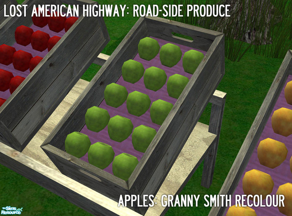 Sims 2 — Apple Crate - Granny Smith Recolour by BeOSBoxBoy — for use with the Fishmonger's Display Table, will not look