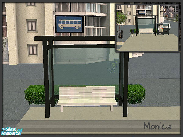 Sims 2 — Sim City Bus Stop Station - black  by ~Monica~ — A recolor in black. Requires mesh by marilu