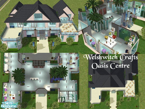 Sims 2 — Oasis by WelshWitch — Modern shopping centre, underglass ponds/gardens as centre pieces. Clothes shop, flower