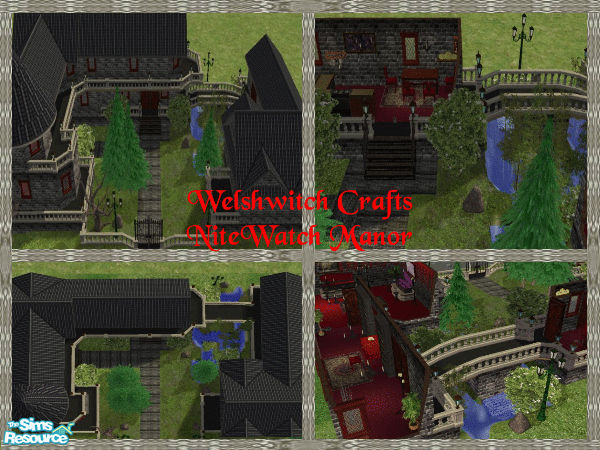 Sims 2 — NiteWatch Manor by WelshWitch — The perfect haunt for your vampire & gothic sims. Landscaped garden with