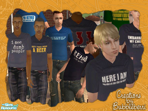 Sims 2 — Mens Casual Tee's by Bubbleberri — Tired of your men wearing the same old thing? Sprunce up that wardrobe with