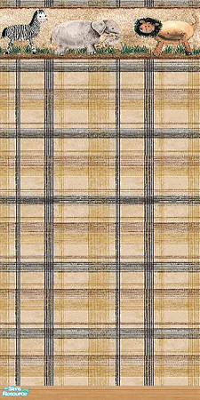 Sims 2 — Childrens Out of Africa 11 by Lorah — Lion, elephant and zebra wallpaper, tile and border in peach and yellow